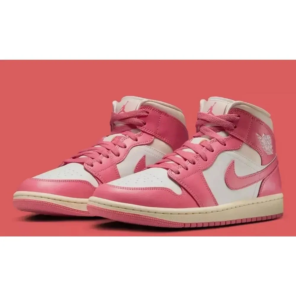 Size 6 - Women's Nike Air Jordan 1 Mid Sail/Pink Salt-Guava Ice BQ6472-109